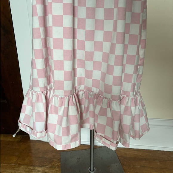 Monica + Andy Organic Life of the Party Dress Pink White Check Maternity - Picture 4 of 14